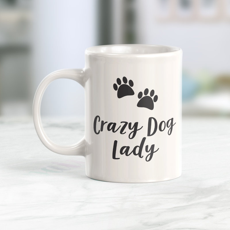 Tasse à café, 11 oz, Plastique, « Crazy Dog Lady » - traduction : dame au chien