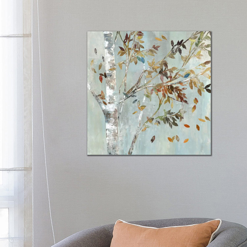 Birch With Leaves I by Allison Pearce - Wrapped Canvas Painting, No Frame, 66.04 cm H x 66.04 cm W x 1.91 cm D