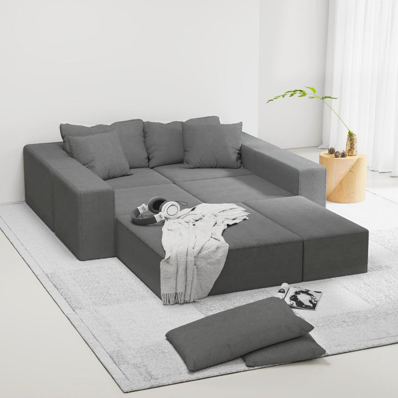 Ensemble de canapé modulaire rembourré de style moderne sans canapé, canapé modulaire de salon modulaire, Gris chenille