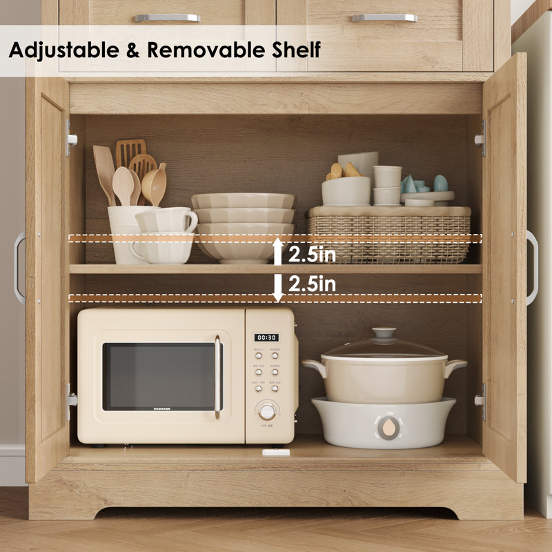 Hettel 70.9" Kitchen Pantry, Oak