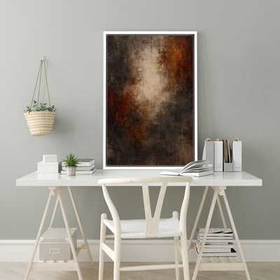 Art abstrait sur toile brun foncé et rouille