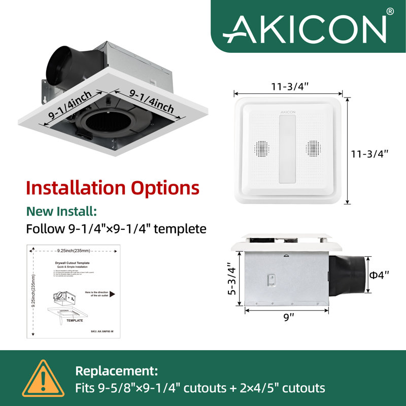 Ventilateur de salle de bain 80 pi³ / min 0,7 Sones avec haut-parleur Bluetooth