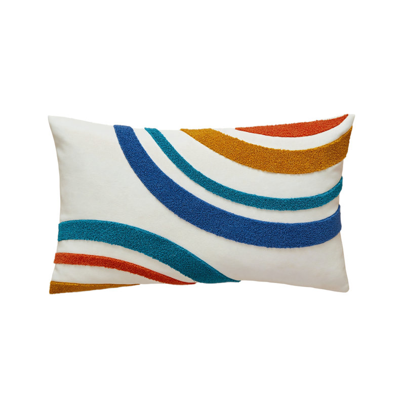 Coussin abstrait arc-en-ciel, Rectangulaire, H 12 po x l 20 po
