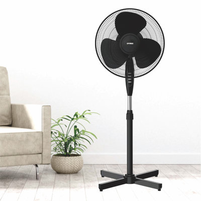 Ventilateur sur socle oscillant 16 po, noir