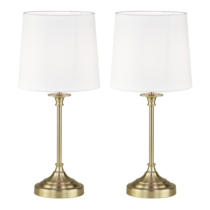 Brito Metal Table Lamp, White, Antique Brass