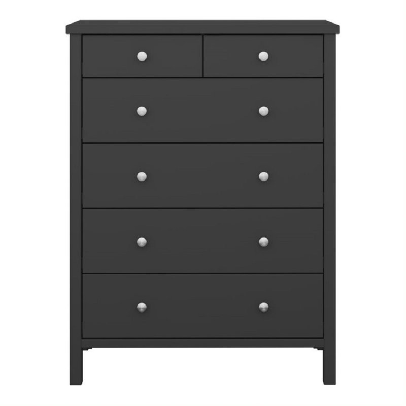 Sparland 80cm W 6 - Drawer Chest of Drawers, Black