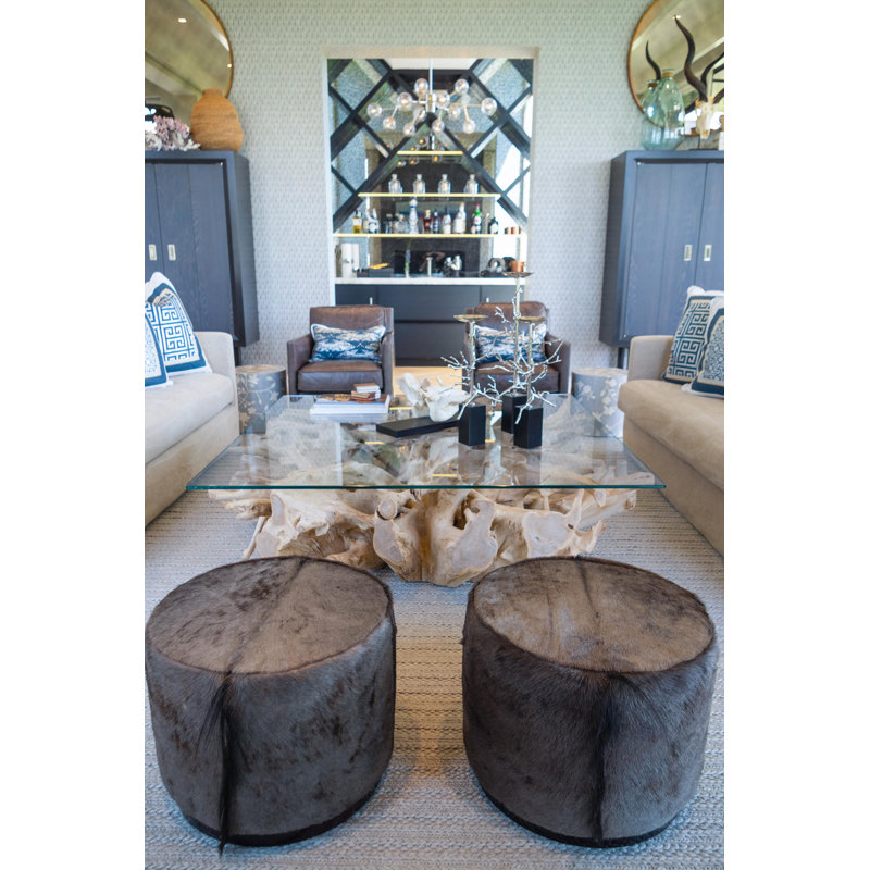 Wildebeest Hide Round Ottoman
