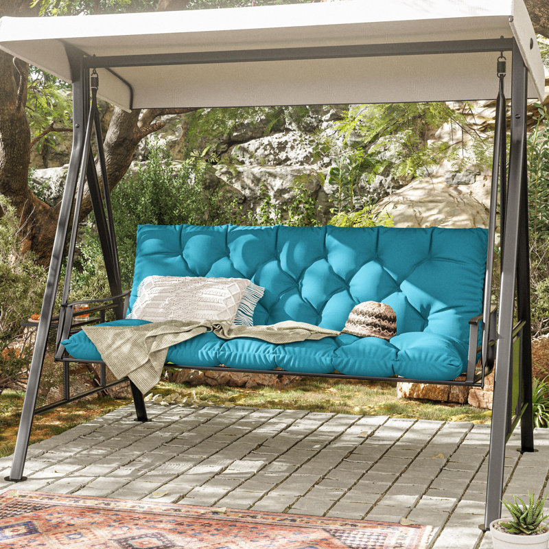 Coussin de banc d'extérieur Wynee, L 59,5 po x P 20 po, Bleu lac