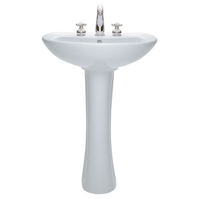 Lavabo de salle de bain sur pied en porcelaine vitrifiée de 30 po de hauteur avec trop-plein Cadet