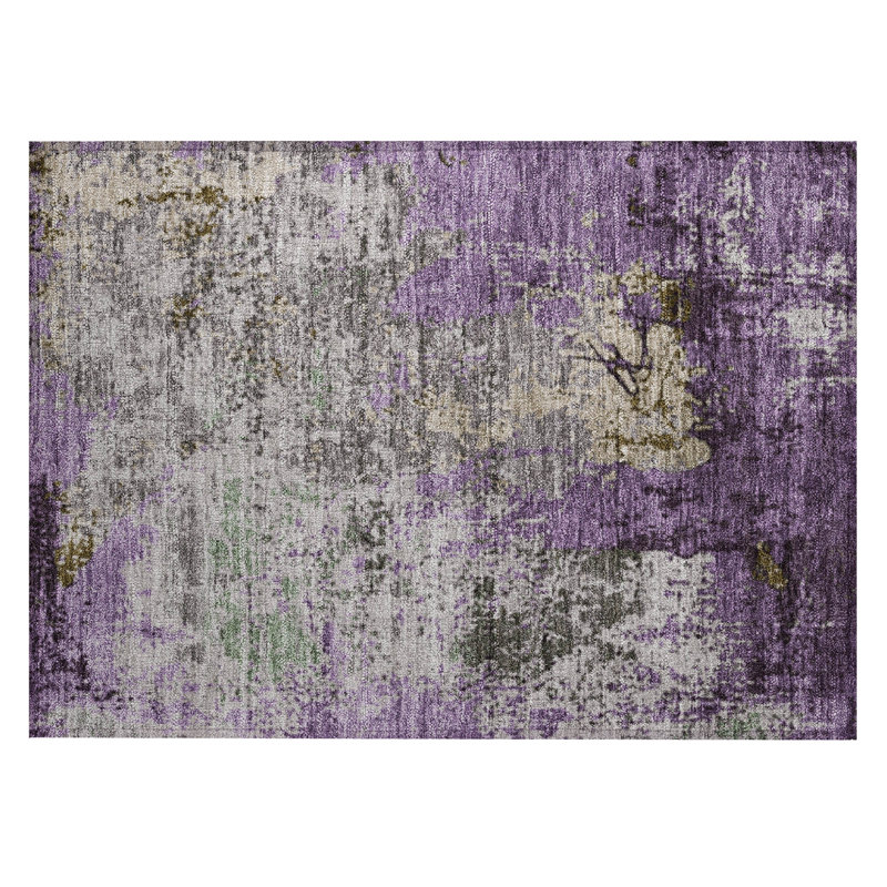 Machine Washable Indoor/Outdoor Xhevrie Lavender Rug, Rectangle 1'8" x 2'6"