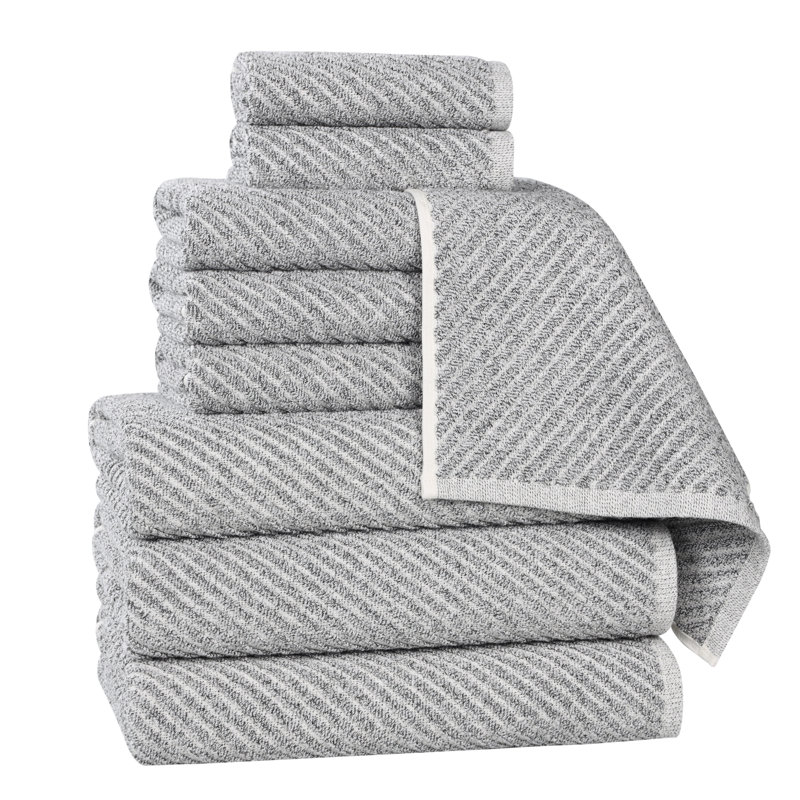  Cotton Blend Super Soft And Absorbent Amelia Collection Towel Set (Set Of 9), Charcoal, 9PC (3-Bath, 3-Hand, 3-Face)