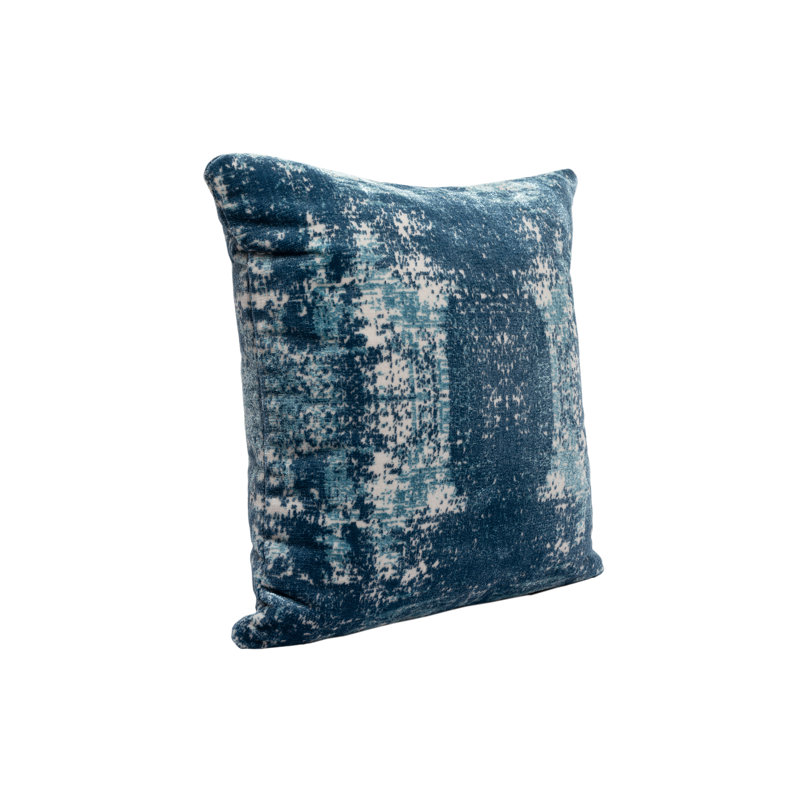 Blue and Ivory Abstract Acrylic Blend Square Throw Pillow 20" x 20"