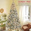Grand sapin de Noël artificiel pré-éclairé avec branches enneigées 1868, 600 lumières à DEL blanc chaud, ouverture automatique, vert