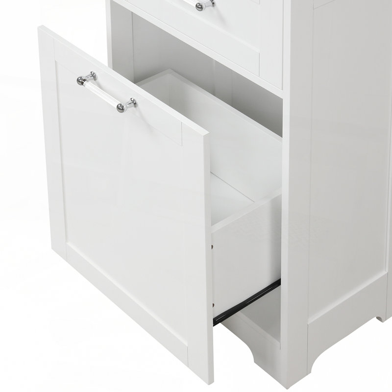 Armoire de rangement autoportante avec deux tiroirs de tailles différentes, Blanc