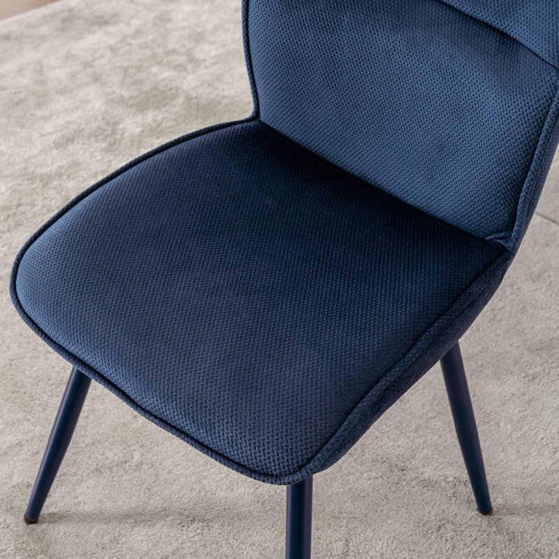 Chaises de salle à manger en chenille Leahana, Bleu