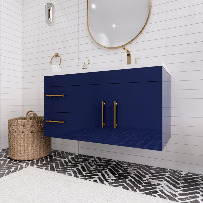Ensemble de meuble-lavabo mural simple 41,75 "Spring, Bleu nuit
