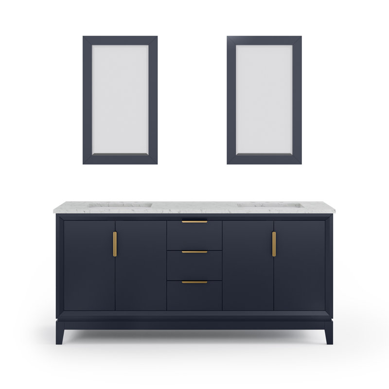 Elizabeth 72" Double Bathroom Vanity Set with Mirror, Monarch Blue