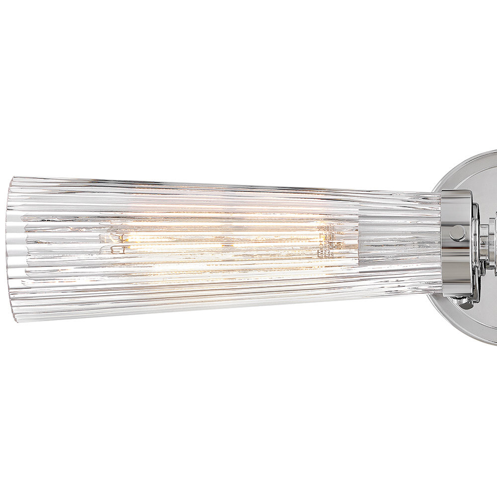 2 Light Transparent Vanity Light, Polished Nickel