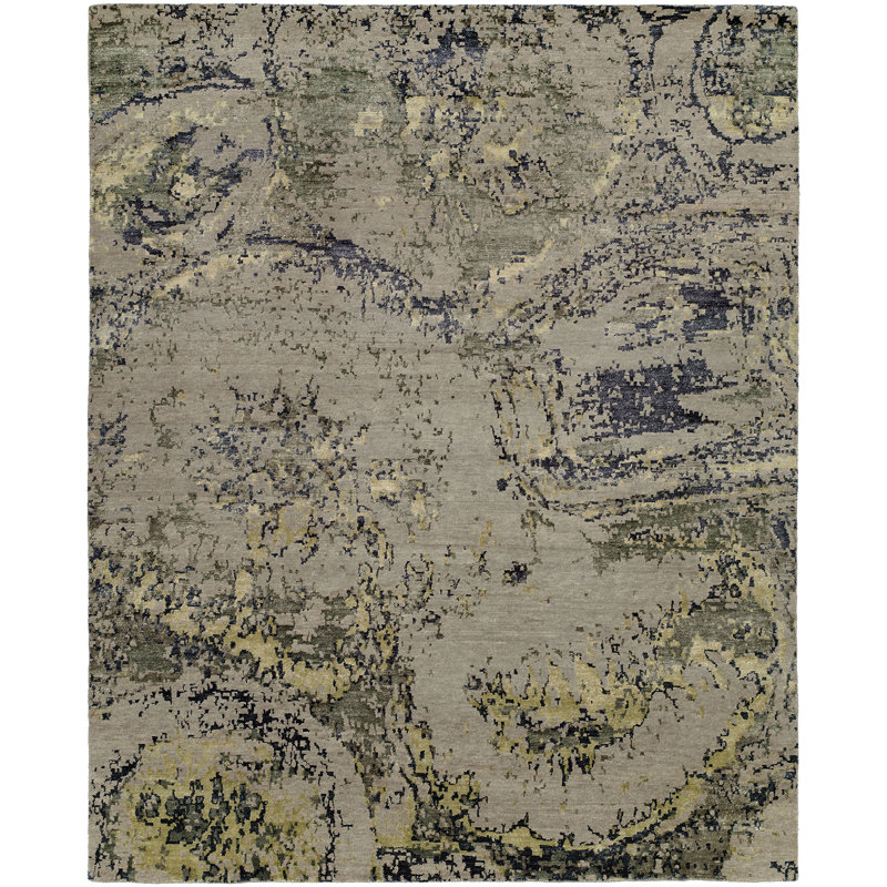 Abstract Area Rug in Gray, Rectangle 9' x 12'