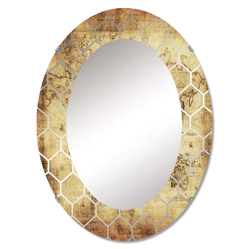 Ancienne carte du monde IV - miroir mural rétro, 36 po x 24 po