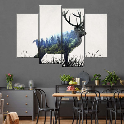 " Abstract Forest Buck Wall Art Multi Piece Canvas Print " 4 - Pieces