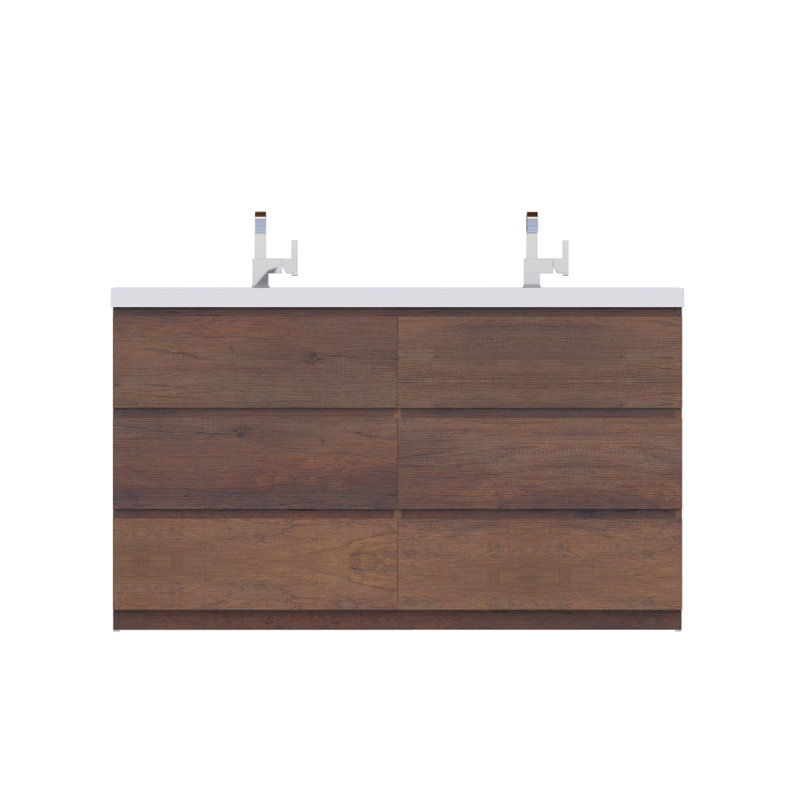Ensemble de meuble-lavabo double 60 po Arjina, Bois de rose