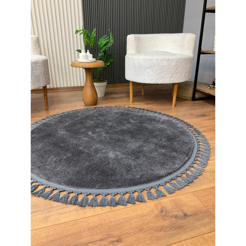 Tapis lavable antibactérien, 2,6 x 2,6 pi, anthracite | 100% polyester, épaisseur 1,5 cm, 22 oz / m² | Lavable à la machine à 30 ° C, durable et élégant pour la maison ou le bureau, doux au toucher, facile d'entretien