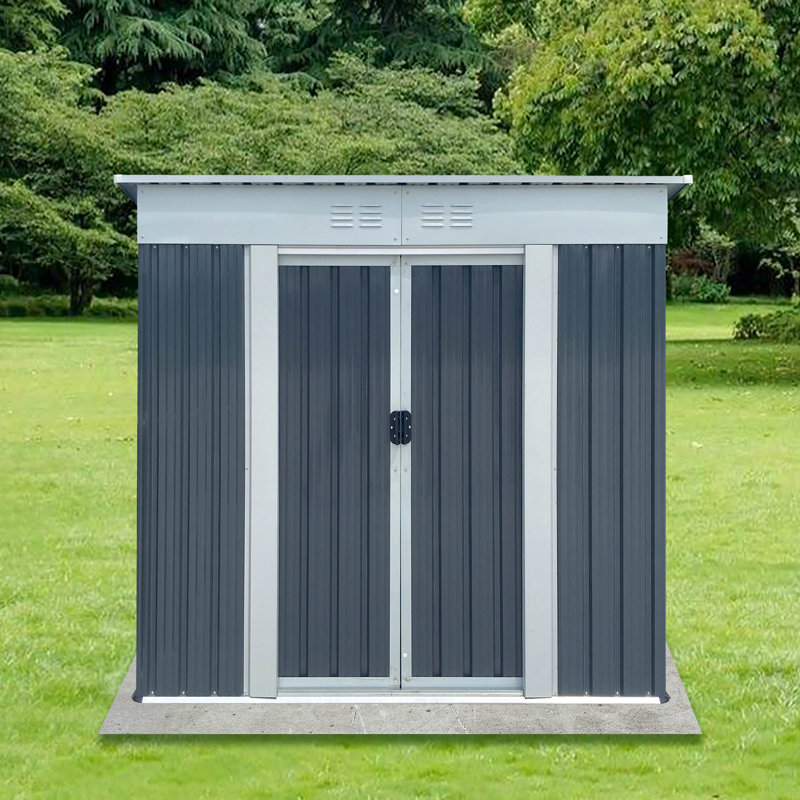 Outdoor Storage Sheds 6Ftx4ft Pent Roof Grey, Navy Blue, 72.5" H x 74.7" W x 45.7" D