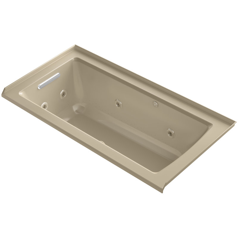 Archer Integral Flange Whirlpool and BubbleMassage Air Bath, Ice Gray, Left