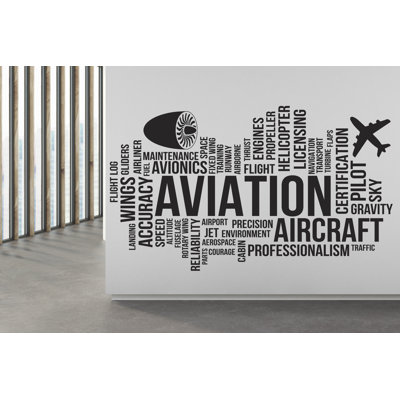 Aviation Vinyl Airplane Wall Decal, Aviation School Words, Wings Decal, Airplane Wall Art Gym Decor Gym Wall Decor Motivational Art 473RS