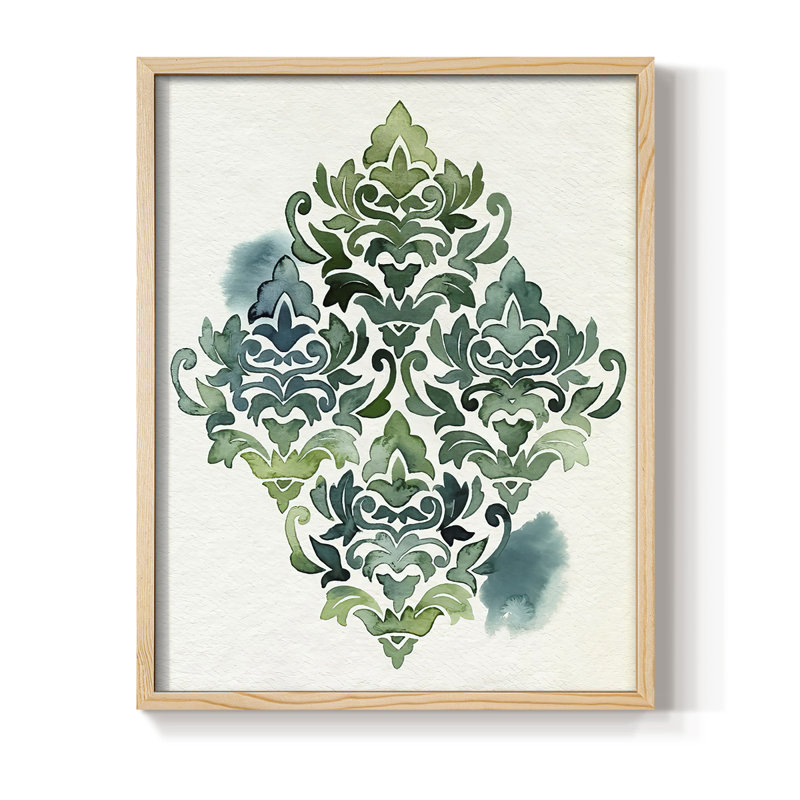 «Algae and Azule Motif I», reproduction encadrée - bois massif, H 11 po x l 9 po