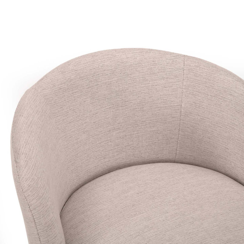 Upholstered Swivel Barrel Chair, Light Beige Linen