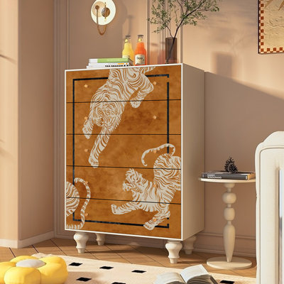 Retro Five-Drawer Storage Cabinet Accent  Chest