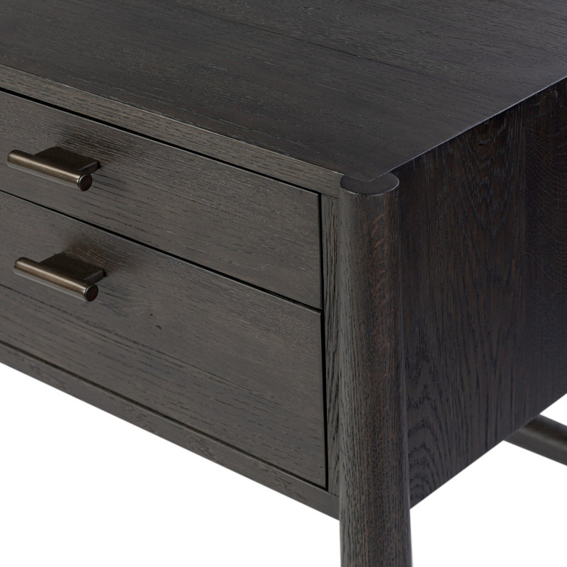 Glenview Solid Wood Writing Desk, Smoked Black Oak