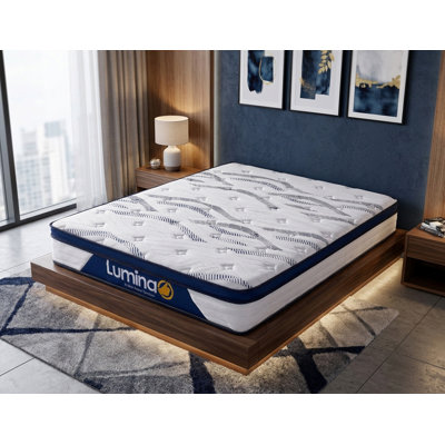 Matelas hybride à ressorts ensachés Lumina de 10/12 po avec fermeté moyenne, livré en boîte