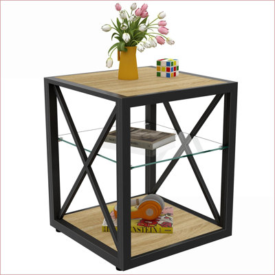 Table basse industrielle peu encombrante avec panneau de fibres à densité moyenne en bois trempé et en bois, facile à nettoyer pour le salon / la chambre à coucher