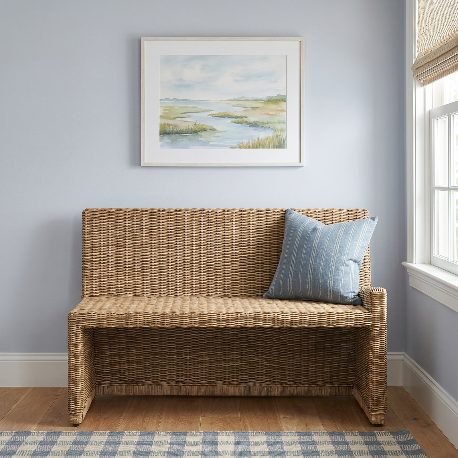 Senna Woven Dining Bench, 33" H x 49" W x 26.25" D