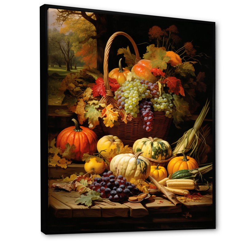 Binnett Food Autumn Harvest II, H 32 po x l 16 po x P 1 po, Cadre flottant noir