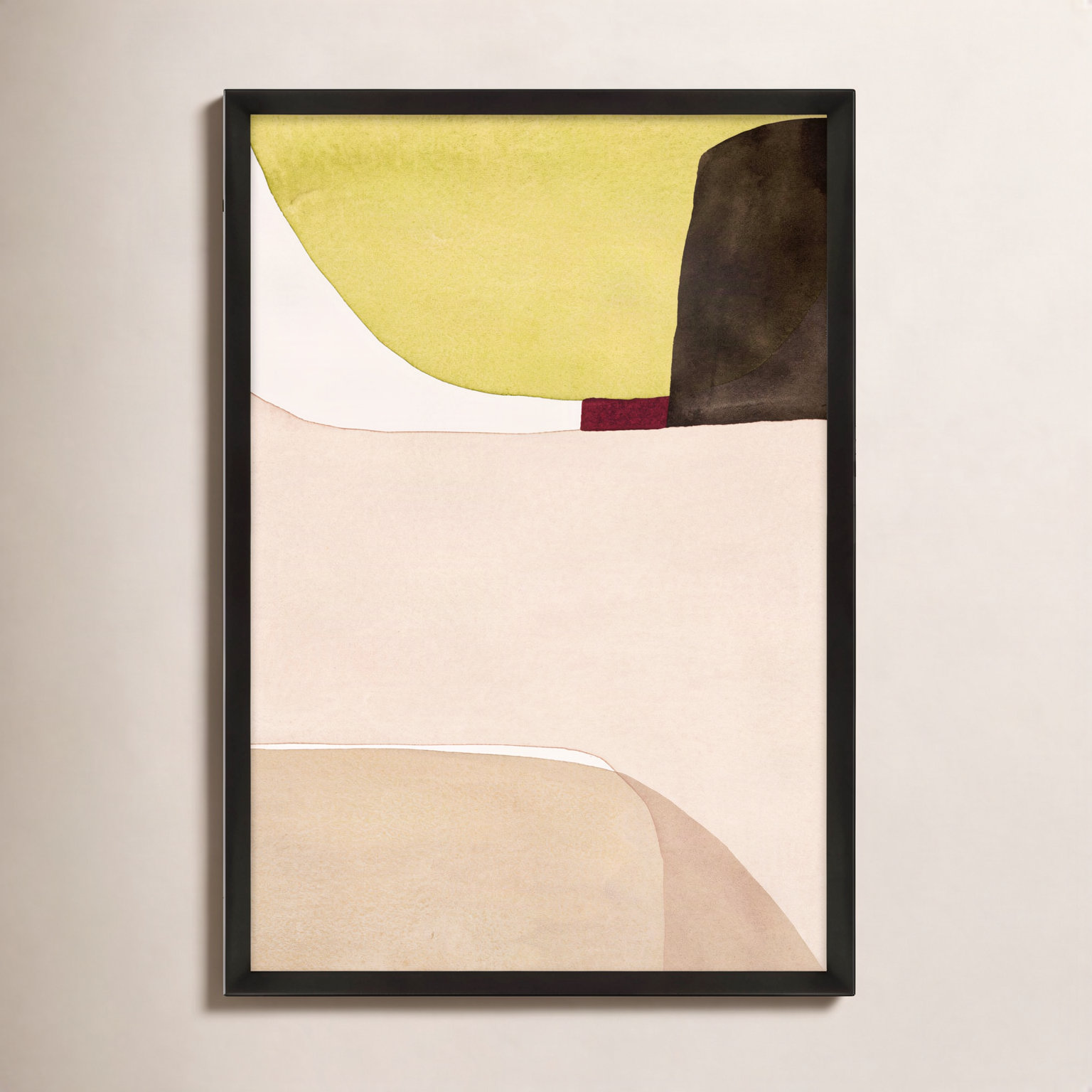 Divided "It Is All Neutral" Print by Julia Balfour, 38" H x 26.5" W x 1.25" D, Black Picture Framed Paper