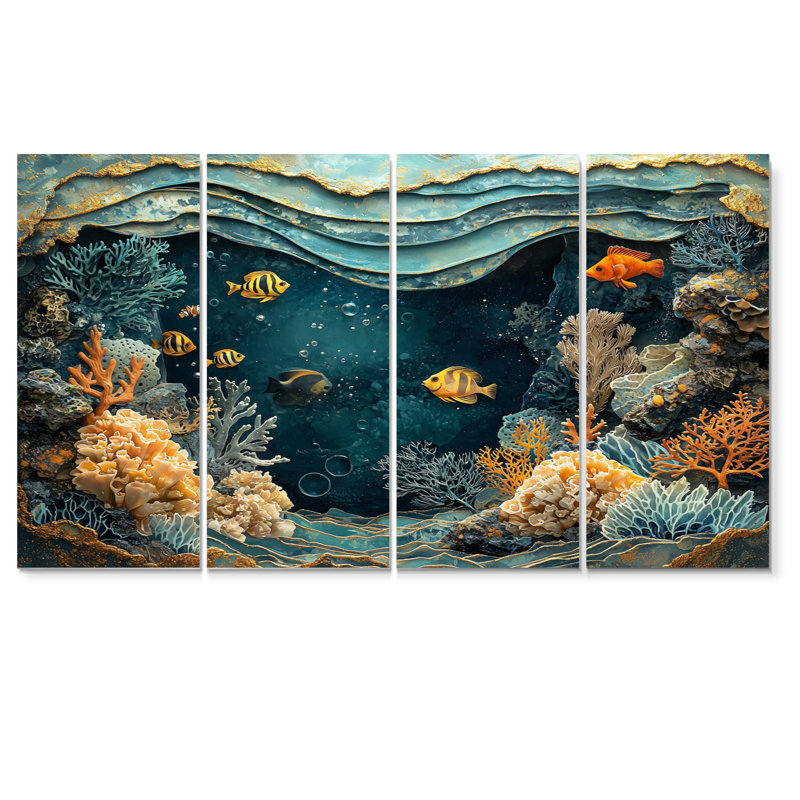 Averyanna - art mural corail - ensemble d'art mural moderne, H 28 po x l 48 po