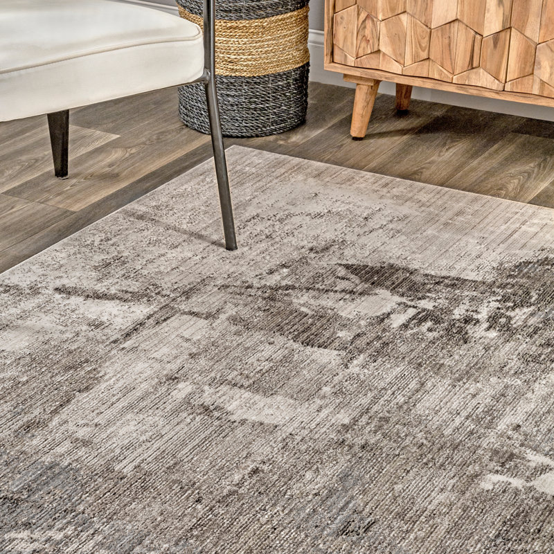 Miraloma Abstract Light Brown Area Rug, Rectangle 4' x 6'