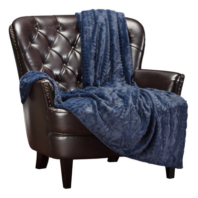 Chanasya Trestle Embossed Faux Fur Throw Blanket