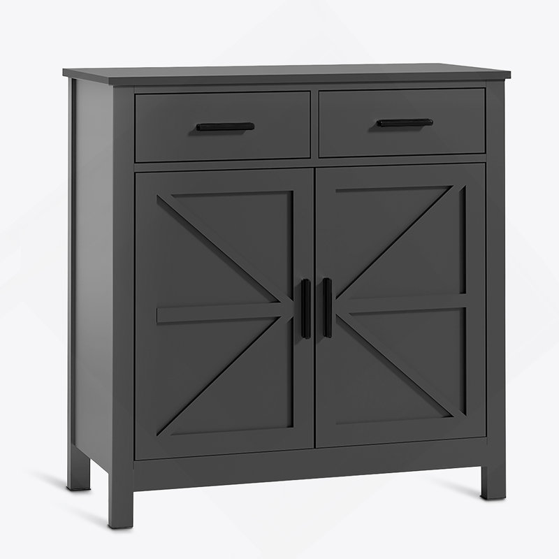 Armoire de cuisine, armoire de ferme avec rangement, café avec tiroirs et portes, Noir