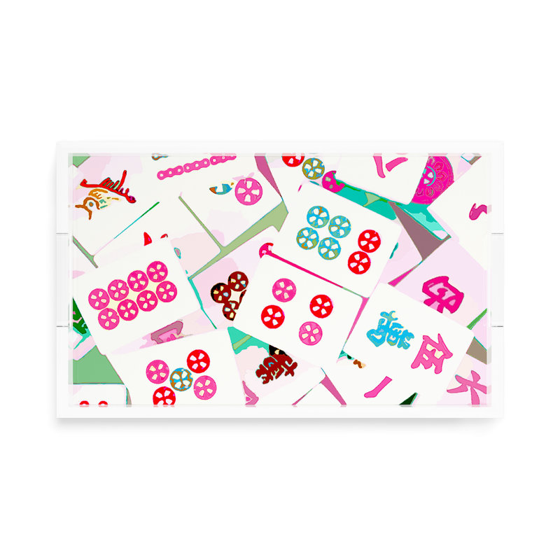 Plateau décoratif Mahjong, L 17 po x P 10,5 po x H 2 po, Roses, Rectangulaire