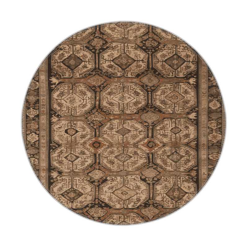 Tapis turc intérieur et extérieur brun, Rond 5 pi