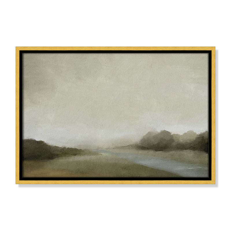 Vanora "Lovers Creek" Watercolor Floater Frame Painting , 13.5" H x 19.5" W, Gold