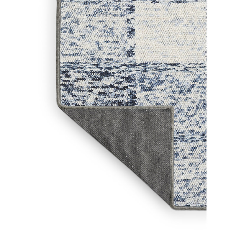 Tapis contemporain beige / bleu, Rectangle 4 pi x 6 pi