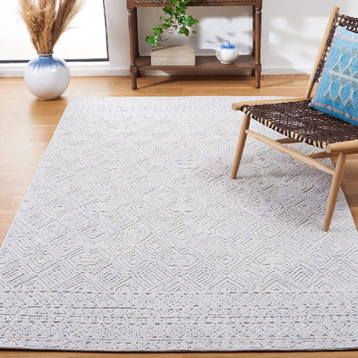 Tapis géométrique gris en laine et coton touffeté à la main Giandomenico