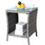 Table basse grise pour patio avec verre trempé robuste de 19,82 po x 19,82 po x 21 po et résistant à l'eau
