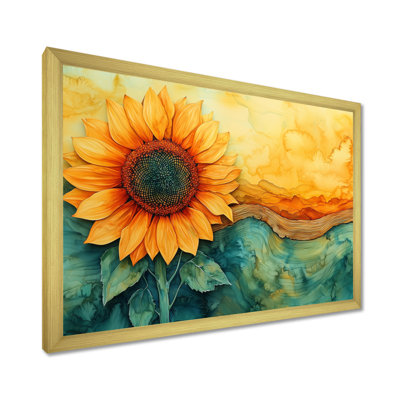 Doren tournesols champ au lever du soleil rivière I - tournesols, art mural